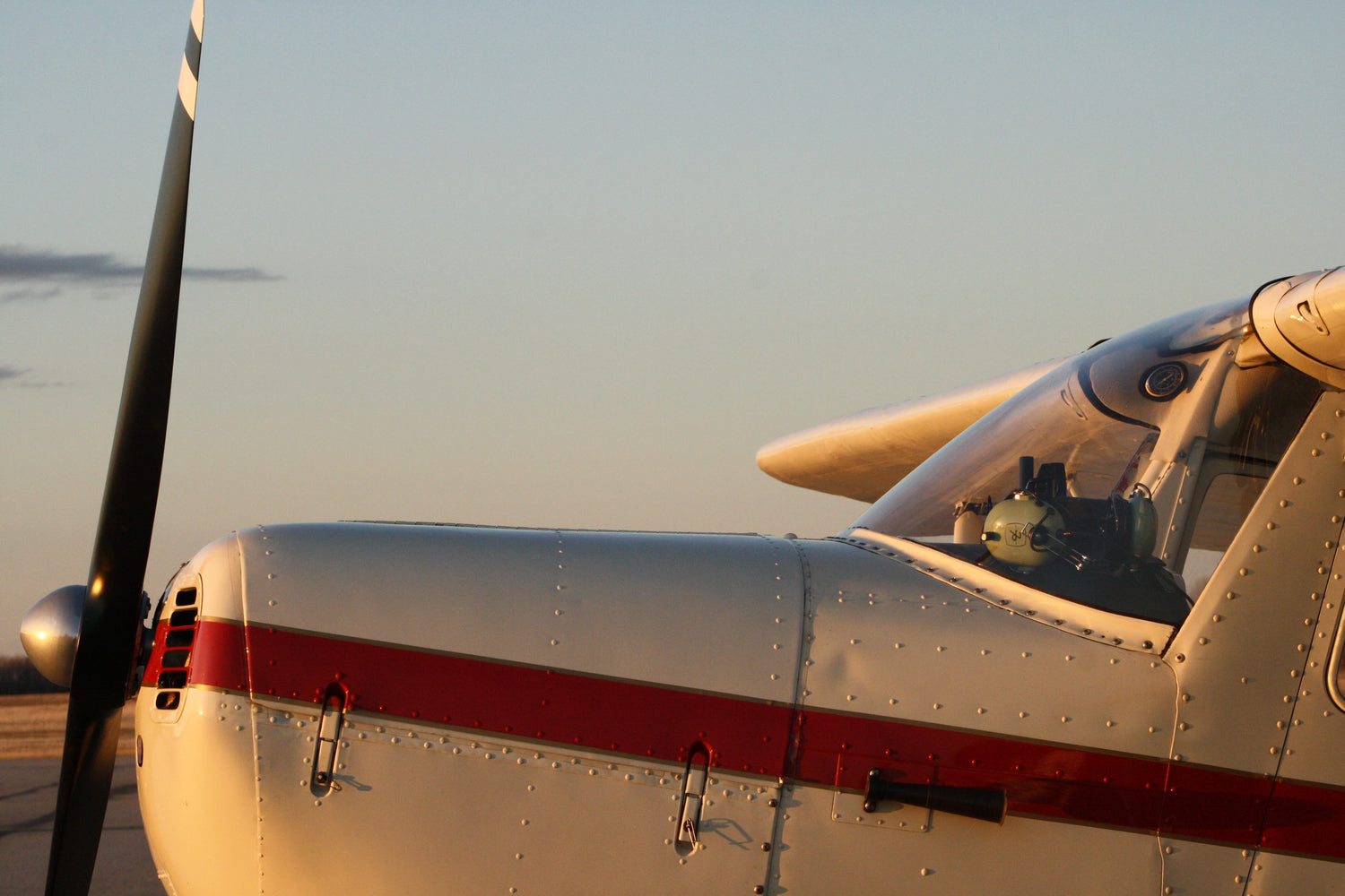 Airplane at sunset.