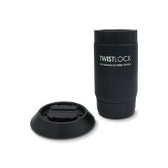 Combo set including a TwistLock Can Cooler and a Flat Mount Locking Base on a white background.