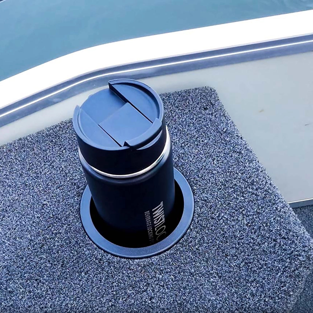 Replacement for drop in recessed cup holders mounted in a boat with a canteen locked into it.