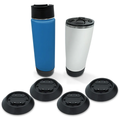 TwistLock Flat Mount Locking Cup Holder Bundle with Crater Lake Blue Insulated Canteen, a Summit White Insulated Tumbler, and 4 Beverage holders.