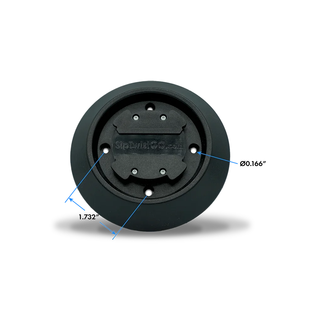 Flat Mounted Locking Cup Holder Dimensions - Mounting Holes