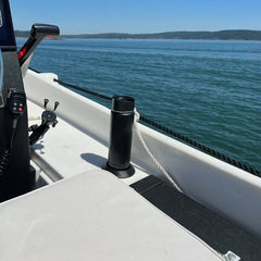 Locking Flat Mount Locking Cup Holder and TwistLock 20oz Canteen on a boat.