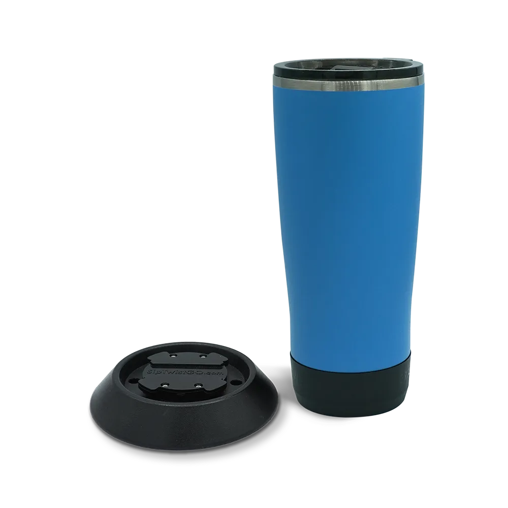 TwistLock Attachable Flat Mount Cup Holder and 22oz Insulated Tumbler in Crater Lake Blue combo Pack.