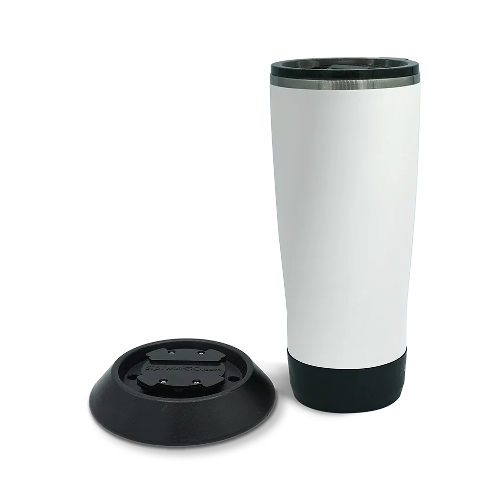 TwistLock Attachable Flat Mount Cup Holder and 22oz Insulated Tumbler in Summit White combo Pack.