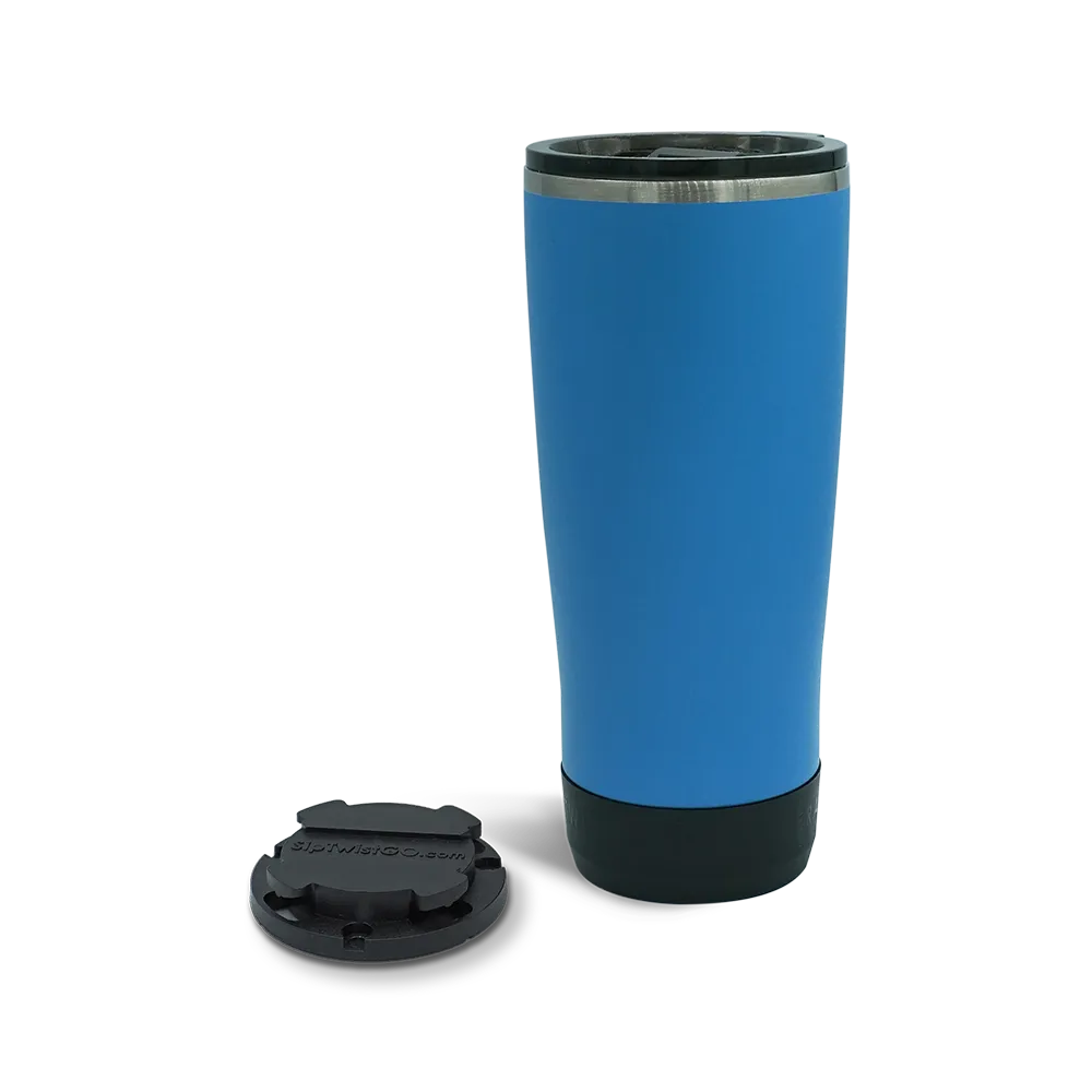 TwistLock Attachable Mini Disc Cup Holder and 22oz Insulated Tumbler in Crater Lake Blue combo Pack.