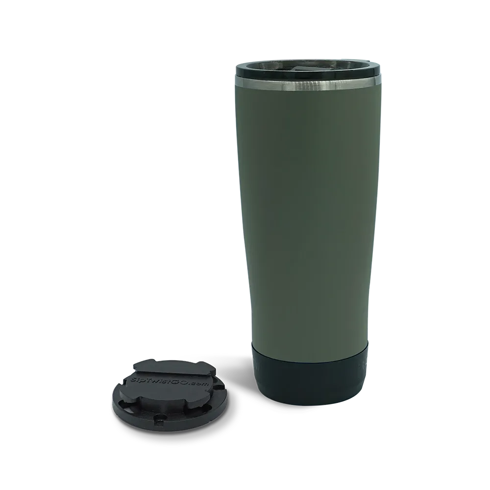 TwistLock Attachable Mini Disc Cup Holder and 22oz Insulated Tumbler in Trailhead Green combo Pack.