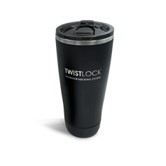 Top angled photo of the TwistLock Insulated Tumbler and sliding dark lid.