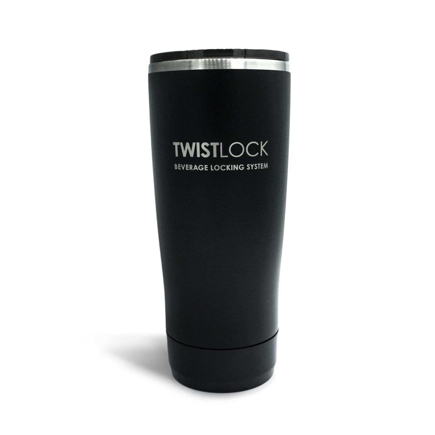 Head on photo of the TwistLock Insulated Tumbler and sliding dark lid.