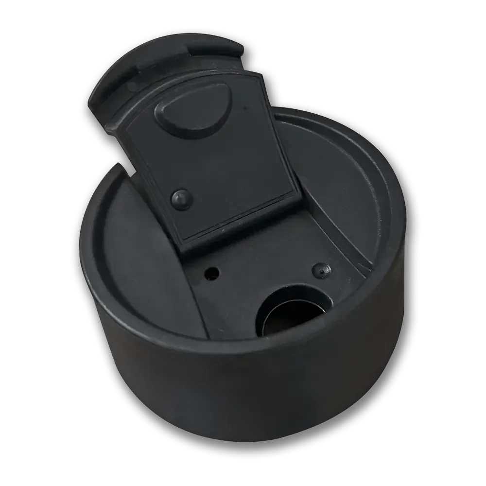 Leak proof canteen lid with flip and snap lid.