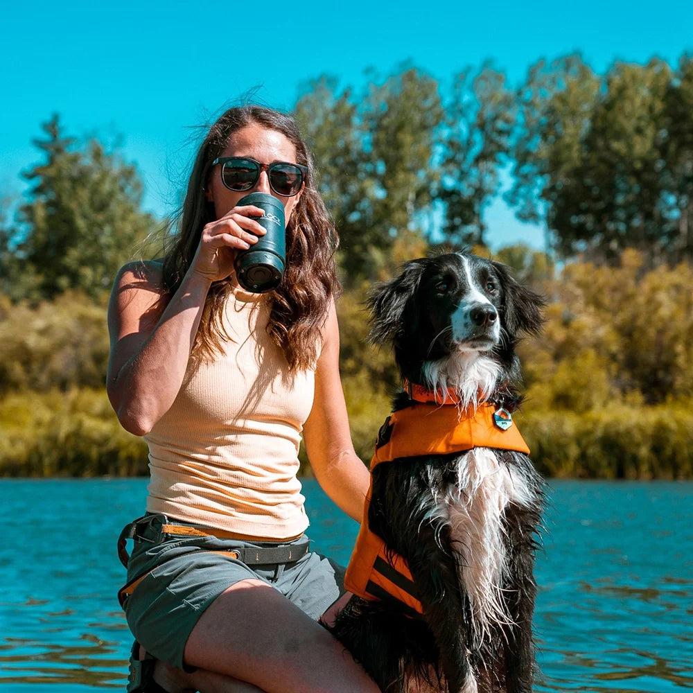 Add a locking cup holder to your paddle board and lock in the insulated can cooler.