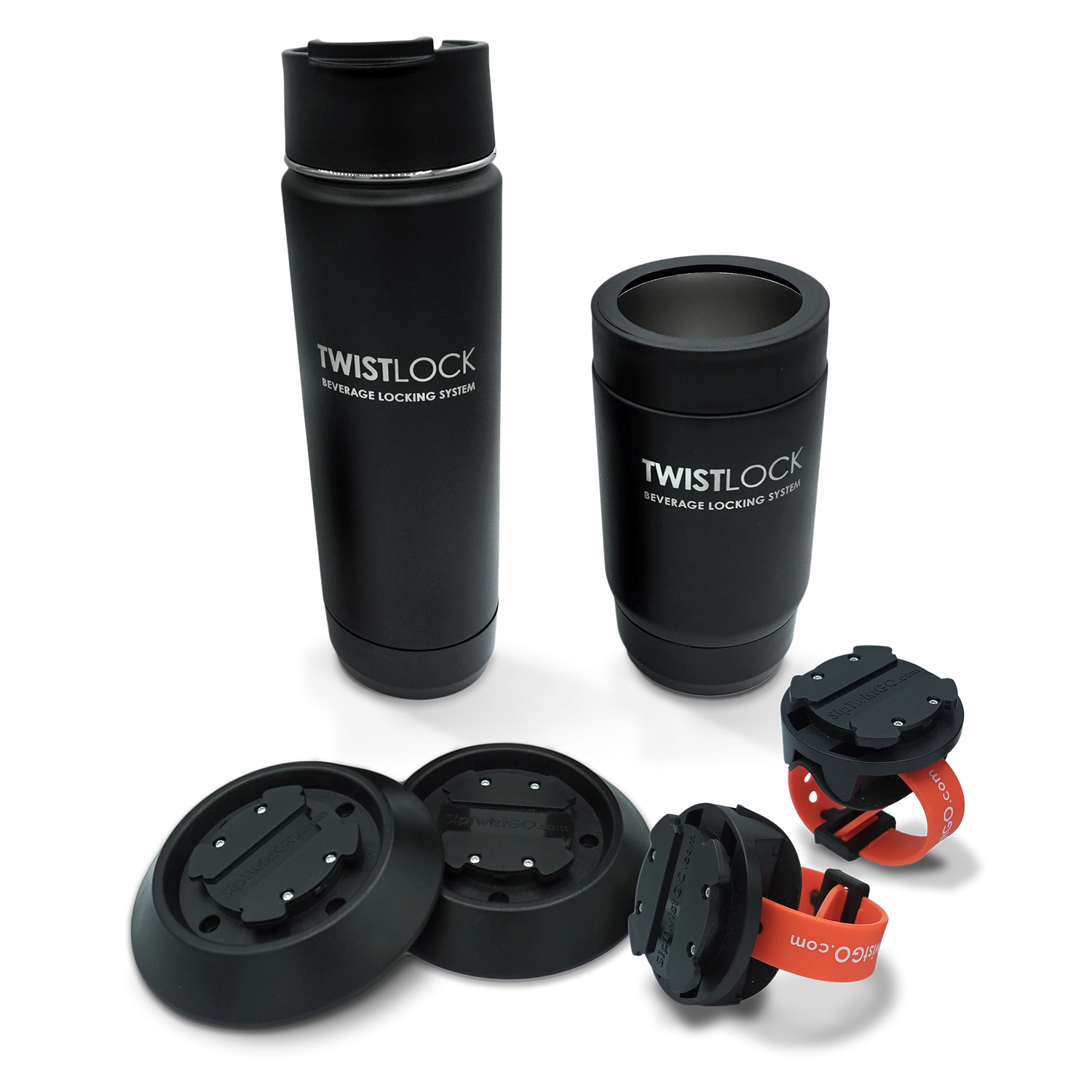 Bundle for white water rafts including a canteen, can cooler, two bar mount, and two flat mount cup holders.