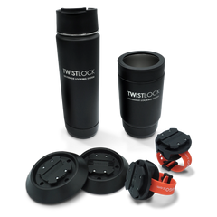 Bundle for white water rafts including a canteen, can cooler, two bar mount, and two flat mount cup holders.