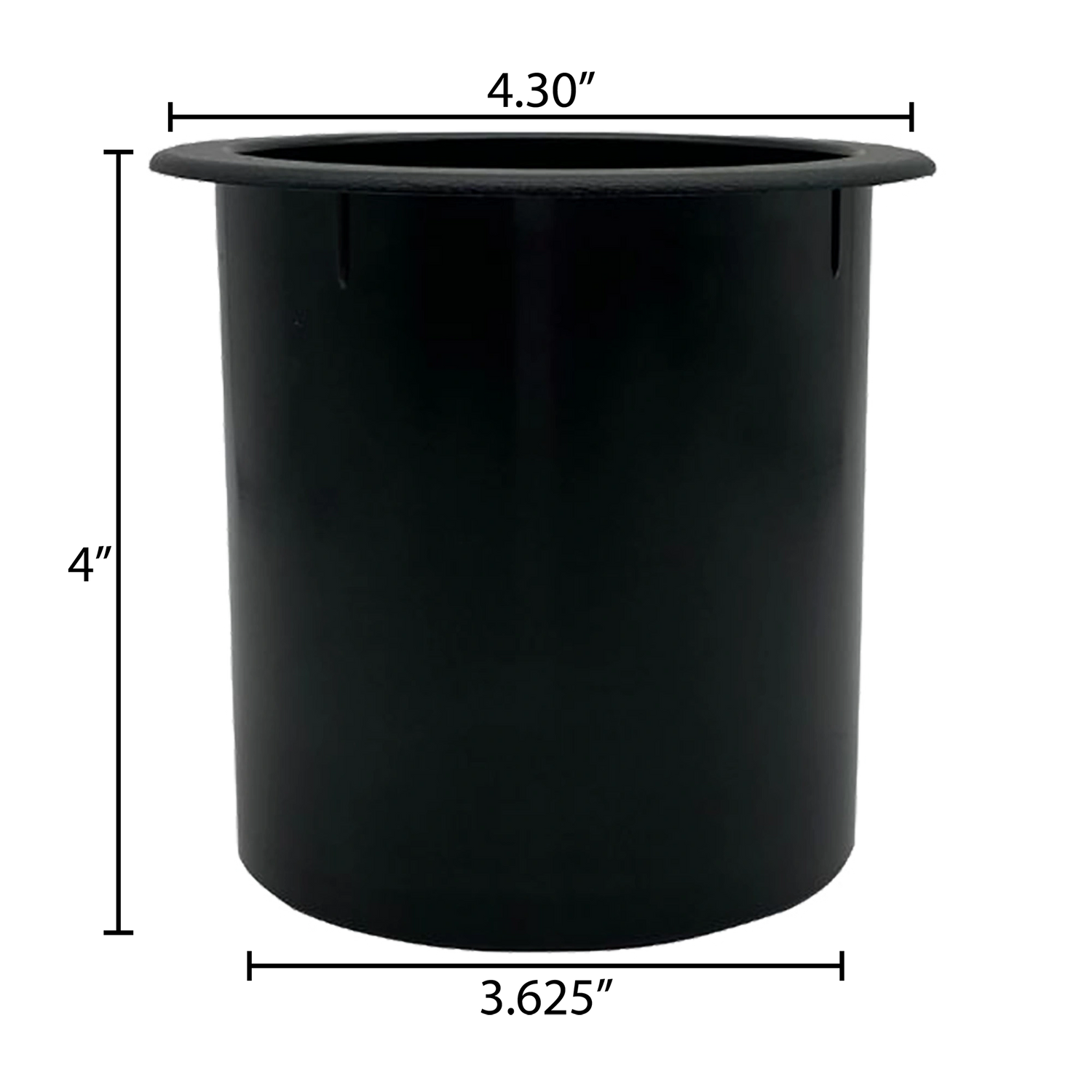 Dimensions of a drop in recessed cup holder for fishing boats.