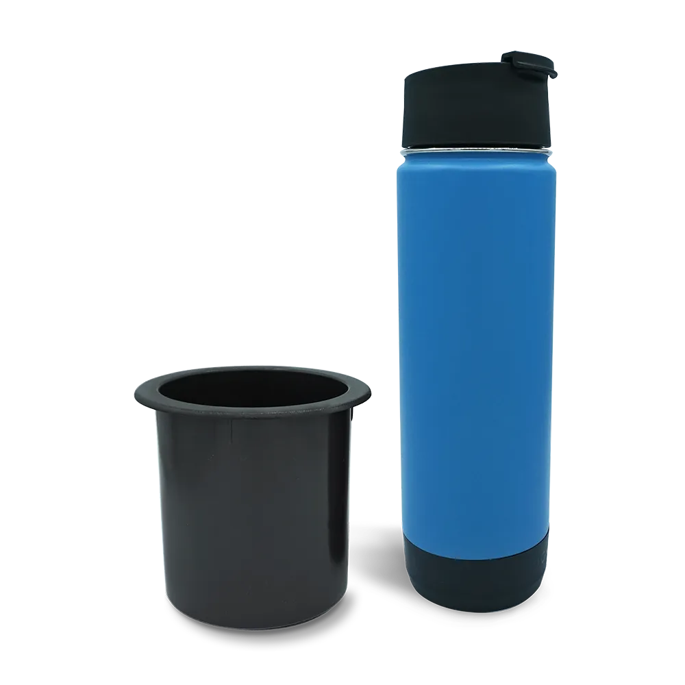 Secure Boat Cup Holder Replacement and 20oz Insulated Canteen in Crater Lake Blue combo Pack.