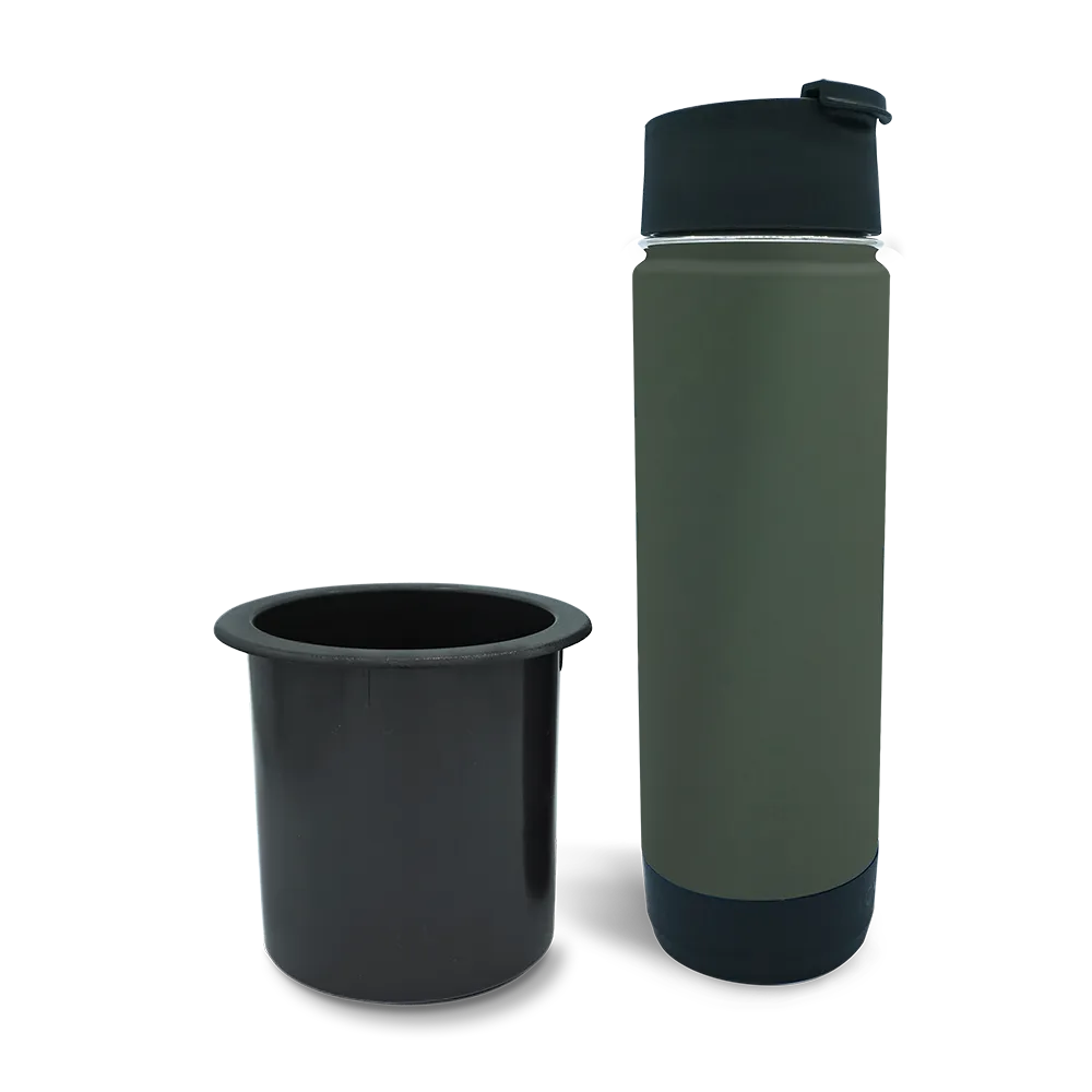 Secure Boat Cup Holder Replacement and 20oz Insulated Canteen in Trailhead Green combo Pack.