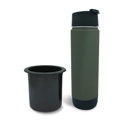 Secure Boat Cup Holder Replacement and 20oz Insulated Canteen in Trailhead Green combo Pack.