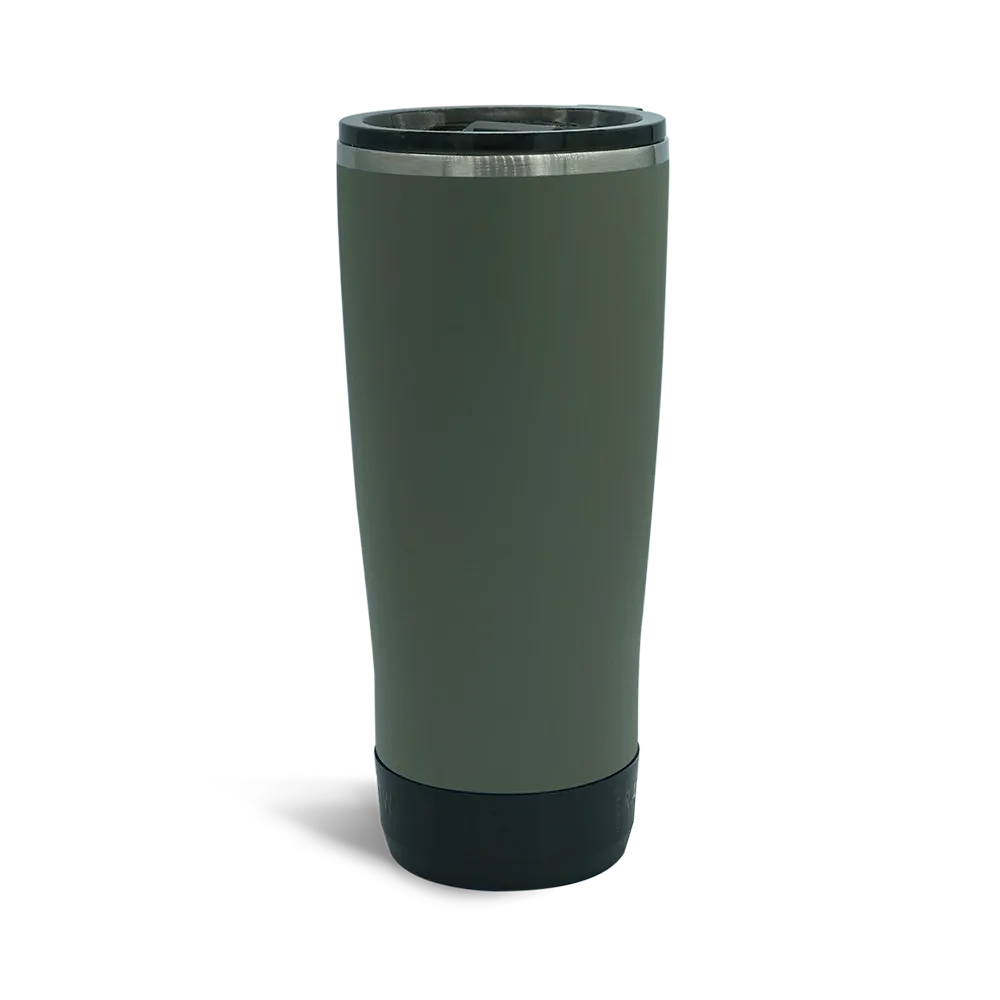 Close up stainless steel insulated TwistLock 22oz Tumbler in Trailhead Green.