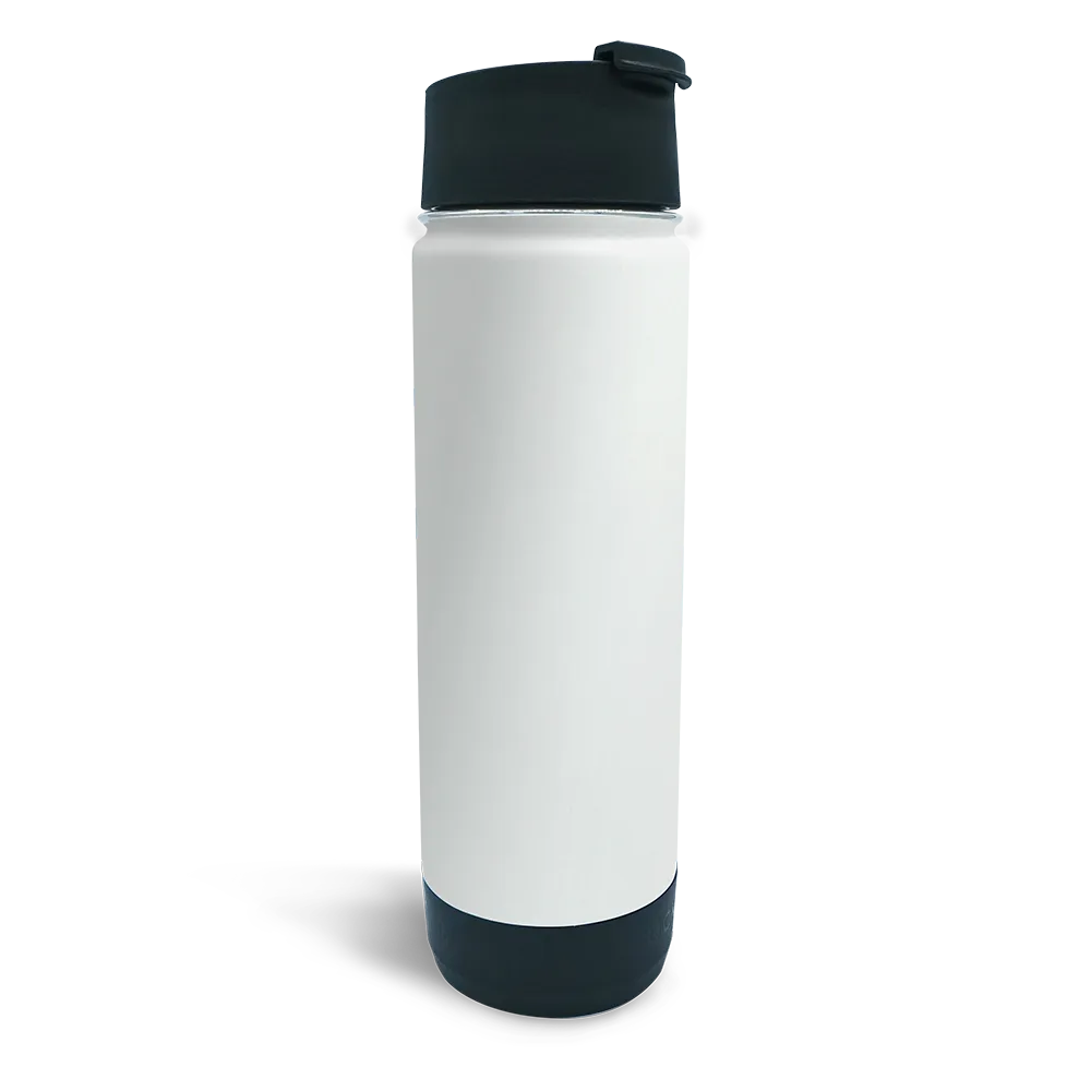 Close up stainless steel insulated TwistLock 20oz Canteen in Summit White