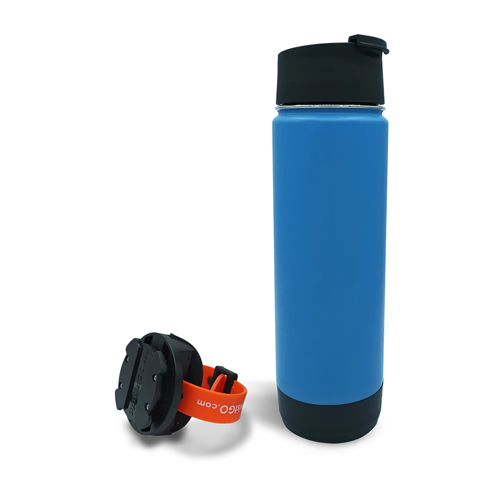 Secure Bar Mount Cup Holder and 20oz Insulated Canteen in Crater Lake Blue combo Pack.