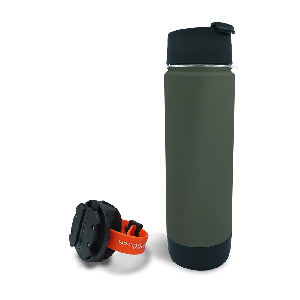 Secure Bar Mount Cup Holder and 20oz Insulated Canteen in Trailhead Green combo Pack.