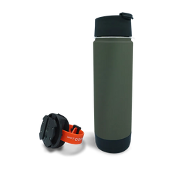 Secure Bar Mount Cup Holder and 20oz Insulated Canteen in Trailhead Green combo Pack.