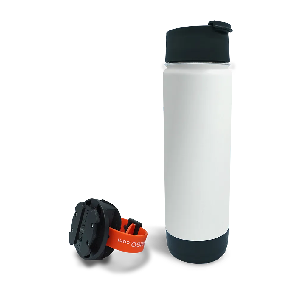 Secure Bar Mount Cup Holder and 20oz Insulated Canteen in Summit White combo Pack.