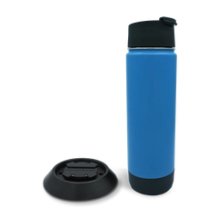 TwistLock Attachable Flat Mount Cup Holder and 20oz Insulated Canteen in Crater Lake Blue combo Pack.