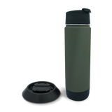 TwistLock Attachable Flat Mount Cup Holder and 20oz Insulated Canteen in Trailhead Green combo Pack.