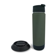 TwistLock Attachable Flat Mount Cup Holder and 20oz Insulated Canteen in Trailhead Green combo Pack.