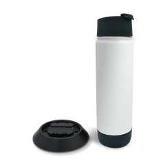 TwistLock Attachable Flat Mount Cup Holder and 20oz Insulated Canteen in Summit White combo Pack.