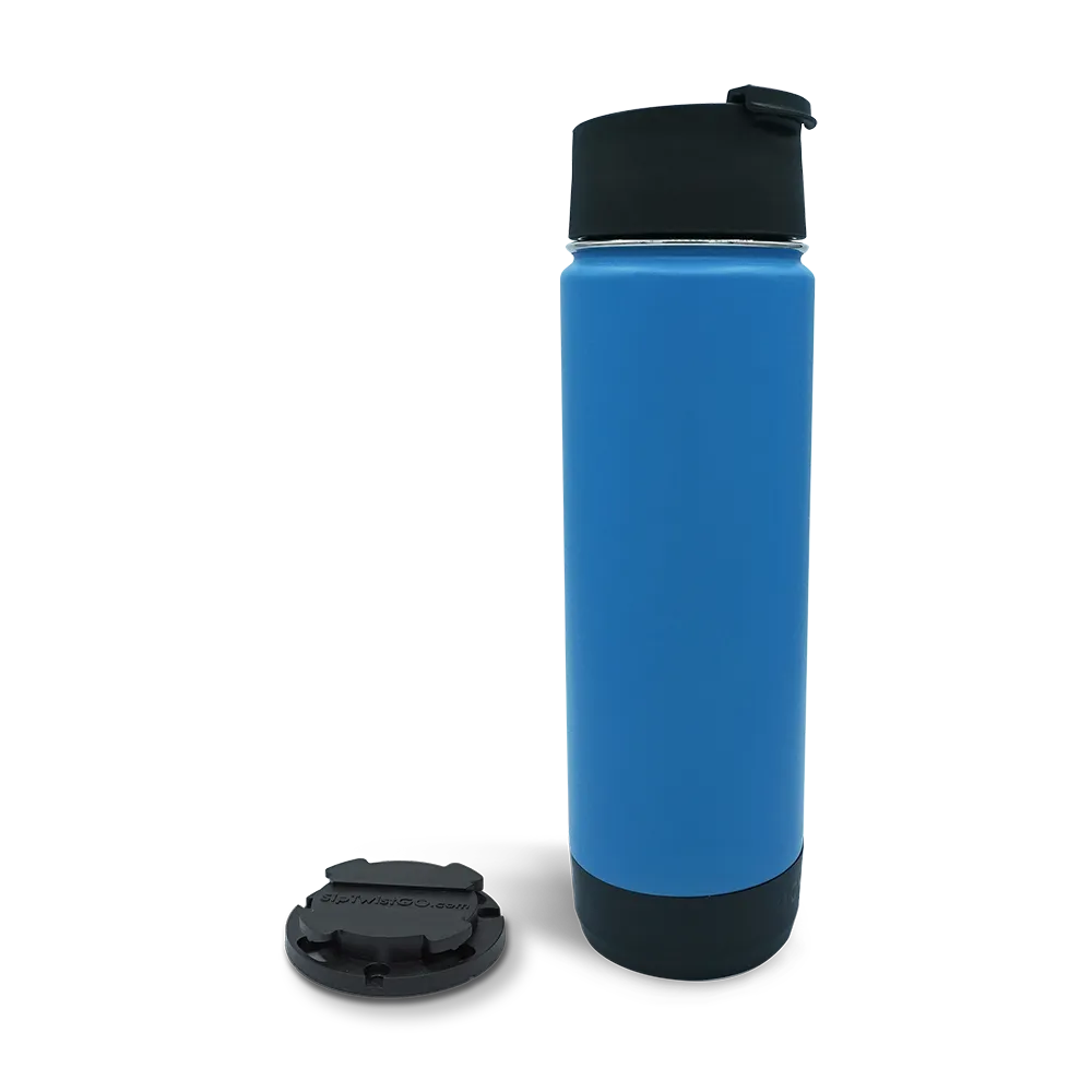 TwistLock Attachable Mini Disc Cup Holder and 20oz Insulated Canteen in Crater Lake Blue combo Pack.