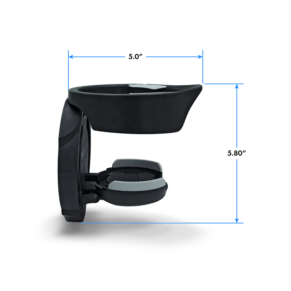 Vertical Mount Folding Cup Holder Dimensions - Side