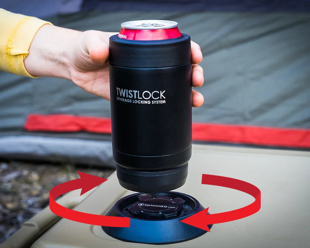 How to lock in the insulated can cooler to the flat mount locking cup holder.