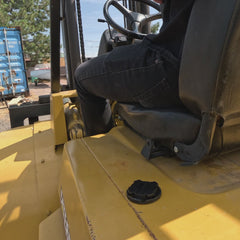 Locking Cup Holder with Canteen Coffee Cup on Forklift.