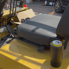 The best double wall vacuum insulated can cooler with a locking base on a forklift.